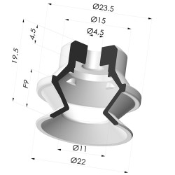 Ventosa 1.5 Fuelles Serie PBG Ø 22MM