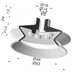 Ventosa de 1,5 fuelles Serie 1 Ø 63 mm