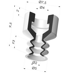 Ventosa 2,5 Fuelles Serie 2, Ø 5 MM