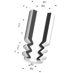 Ventosa  2.5 Fuelles Serie 2 Ø 5,2MM