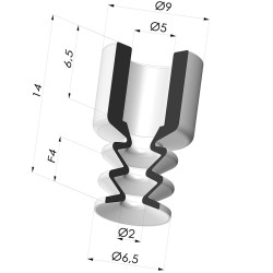 Ventosa 2,5 Fuelles Serie 2, Ø 6,5 MM