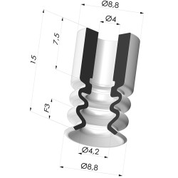 Ventosa 2,5 Fuelles Serie 2, Ø 8,8 MM