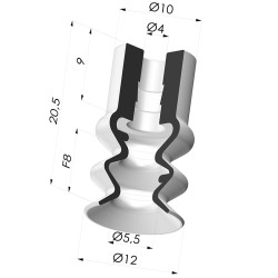 Ventosa 2,5 Fuelles Serie 2, Ø 12 MM