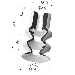 Ventosa 2,5 Fuelles Serie 2, Ø 14,3 MM