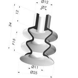 Ventosa 2,5 Fuelles Serie 2, Ø 25 MM