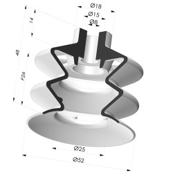 Ventosa 2,5 Fuelles Serie 2, Ø 52 MM