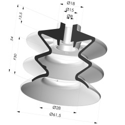 Ventosa 2,5 Fuelles Serie 2, Ø 61,5 MM