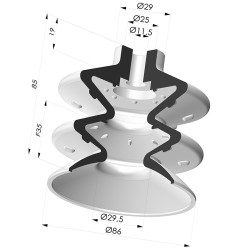 Ventosa 2,5 Fuelles Serie 2, Ø 85,8 MM