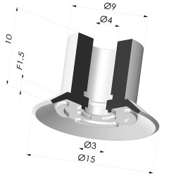 Ventosa plana Serie 7 Ø 15MM
