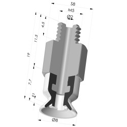 Ventosa Plana Serie 7SB Ø 8MM con insiertoM5