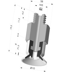 Ventosa Plana Serie 7SB Ø 10MM con insiertoM5