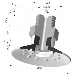 Ventosa Plana Serie 7SB Ø 30MM con insiertoG1/8"