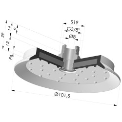 Ventosa Plana Serie 7SB Ø 101.5MM con insiertoG3/8"