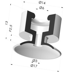 Ventosa Plana Serie 7PH Ø 17MM