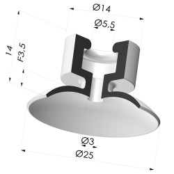 Ventosa Plana Serie 7PH Ø 25MM