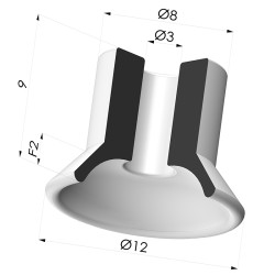 Ventosa Plana Serie 7 Ø 12MM