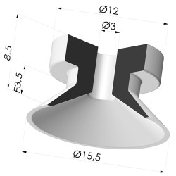 Ventosa  Plana Serie 7 Ø 15,3MM