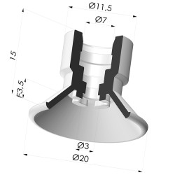 Ventosa Plana Serie 7 Ø 20MM