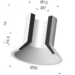 Ventosa Plana Serie 7 Ø 20MM