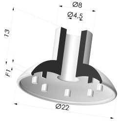Ventosa plana Serie 7 Ø 21.7MM