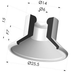 Ventosa Plana Serie 7 Ø 25MM