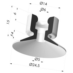 Ventosa plana Serie 7 Ø 24,5MM