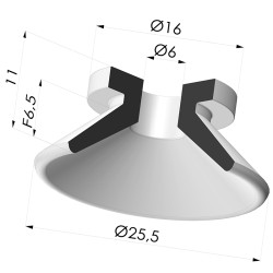 Ventosa Plana Serie 7 Ø 25,5MM