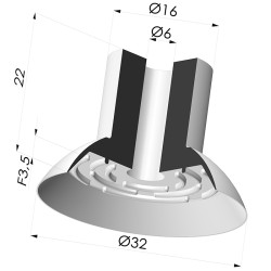 Ventosa Plana Serie 7 Ø 33MM