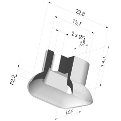 Ventosa oblonga Serie 4 22,8x14.6mm