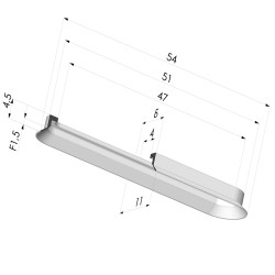 Ventosa ovalada Serie 4 54 x 11 MM