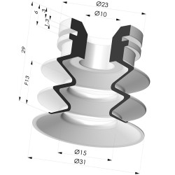 Ventosa 2.5 Fuelles Serie 8SC Ø 30MM - con labio más flexible