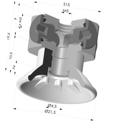 Ventosa Plana Serie 99 Ø 21.5 mm con Inserto HembraM5 y bloque de distribución
