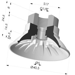 Ventosa Plana Serie 99 Ø 40.5 mm con Inserto HembraG1/8"