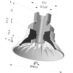 Ventosa Plana Serie 99 Ø 40.5 mm con Inserto Macho G1/4"