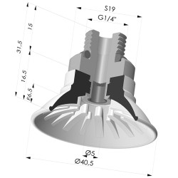 Ventosa Plana Serie 99 Ø 40.5 mm con Inserto Macho G1/4" y filtro