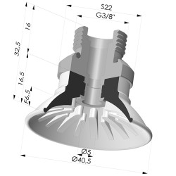 Ventosa Plana Serie 99 Ø 40.5 mm con Inserto Macho G3/8"