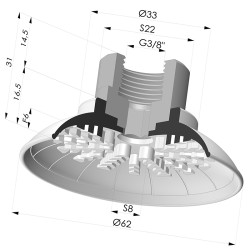 Ventosa Plana Serie 99 Ø 62 mm con Inserto HembraG3/8"