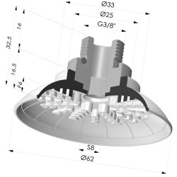 Ventosa Plana Serie 99 Ø 62 mm con Inserto Macho G3/8"