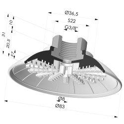 Ventosa Plana Serie 99 Ø 82.6 mm con Inserto HembraG3/8"
