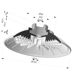 Ventosa Plana Serie 99 Ø 105 mm con Inserto HembraG3/8"