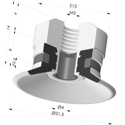 Ventosa Plana Serie 9 Ø 21.5MM