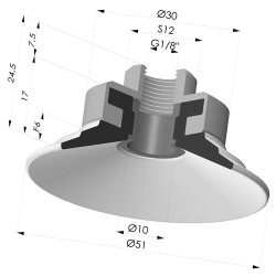 Ventosa Plana Serie 9 Ø 51MM