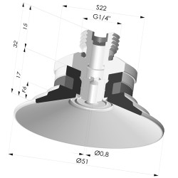 Ventosa Plana Serie 9 Ø 51MM