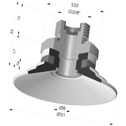 Ventosa Plana Serie 9 Ø 51MM