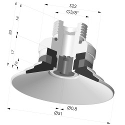 Ventosa Plana Serie 9 Ø 51MM