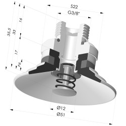 Ventosa Plana Serie 9 Ø 51MM