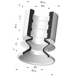 Ventosa 1.5 Fuelles Serie 8 Ø 16MM