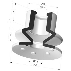 Ventosa 1.5 Fuelles Serie 8 Ø 19.8 mm