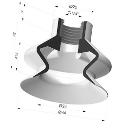 Ventosa 1.5 Fuelles Serie 8A Ø 44MM