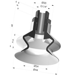 Ventosa 1.5 Fuelles Serie 8A Ø 44MM